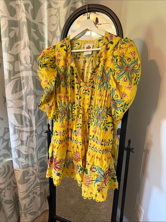 FARM Rio Dresses & Skirts - FARM Rio Yellow Floral Embroidered Tunic
